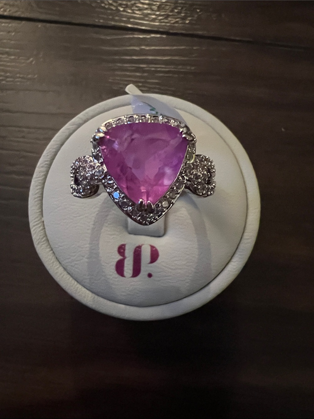 Bomb Party Ring - Size 8, purple fluorite, rhodium plating.